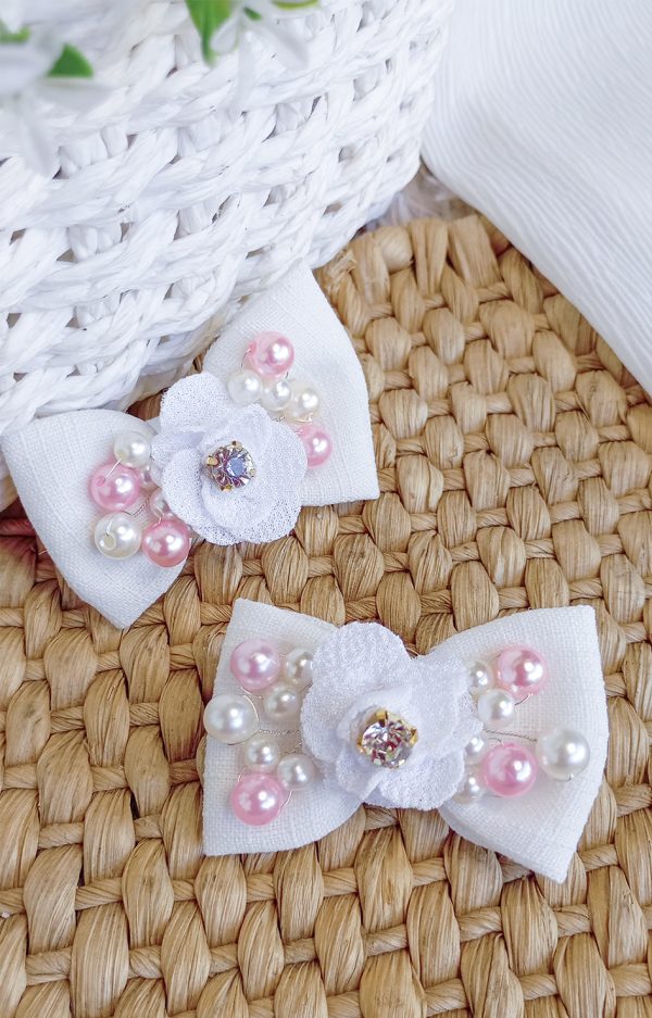 Alternative view of Parzinho Laço Princesa - Laços de Cabelo Parzinho Bordados com Pérolas