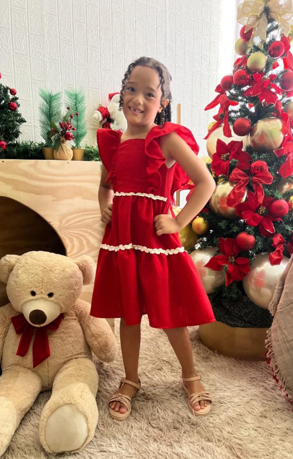 Alternative view of Vestido Infantil Vermelho Estrela