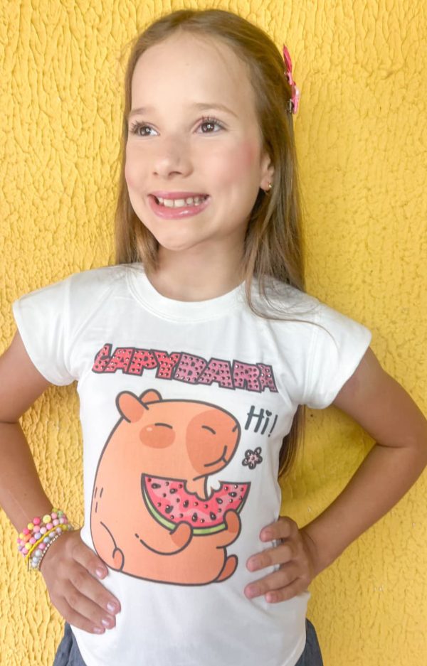 Alternative view of Tubo Mágico - Blusa de Malha Infantil Feminina Estampada Capivara Melancia+Tubo Lata